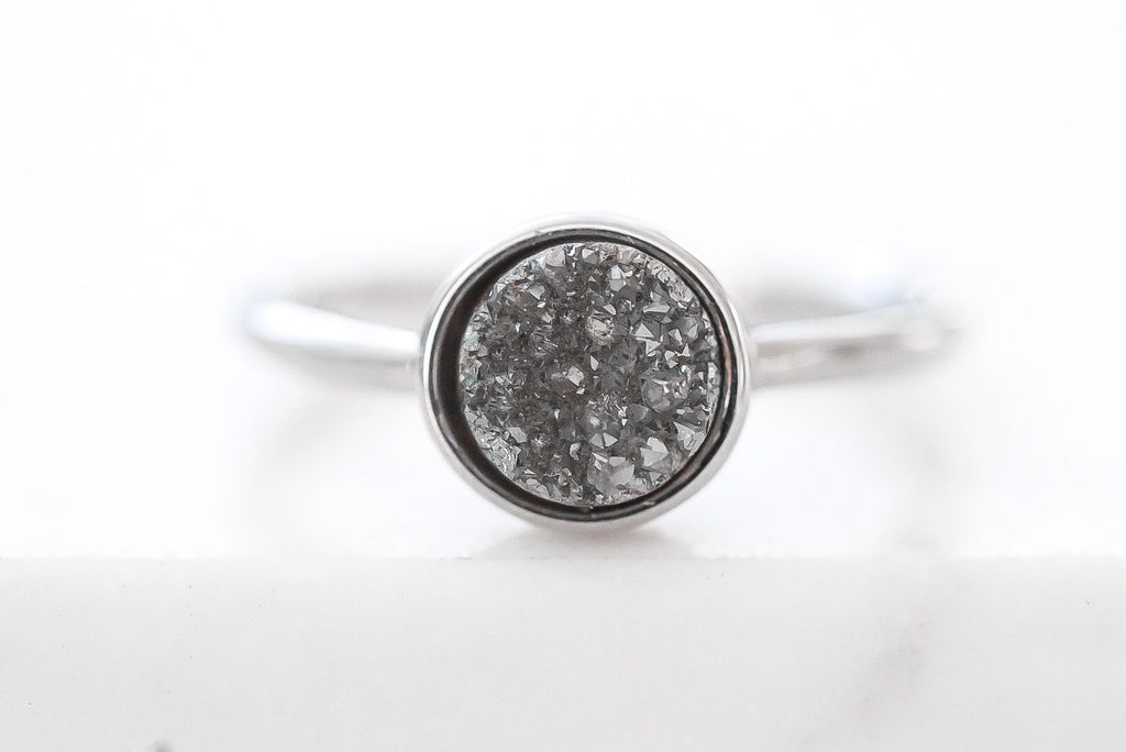 Stone Collection - Silver Slate Quartz Ring