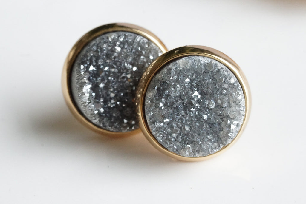 Stone Collection - Stormy Quartz Stud Earrings