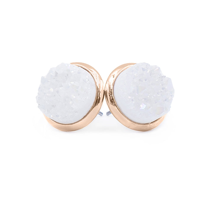 Stone Collection - Rose Gold Pearl Quartz Stud Earrings (Wholesale)