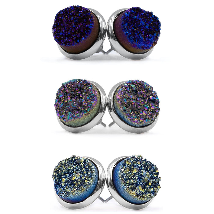 Stone Collection - Silver Cosmic Quartz Earrings Set (Wholesale)