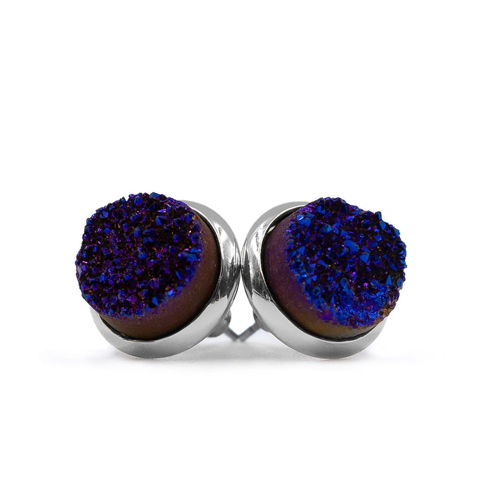 Stone Collection - Silver Phoenix Cosmic Quartz Stud Earrings (Wholesale)