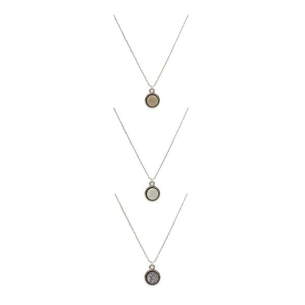 Stone Collection - Silver Quartz Necklace Set (Wholesale)