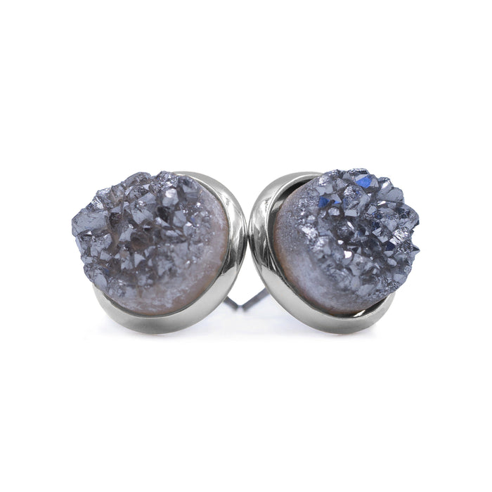 Stone Collection - Silver Stormy Quartz Stud Earrings