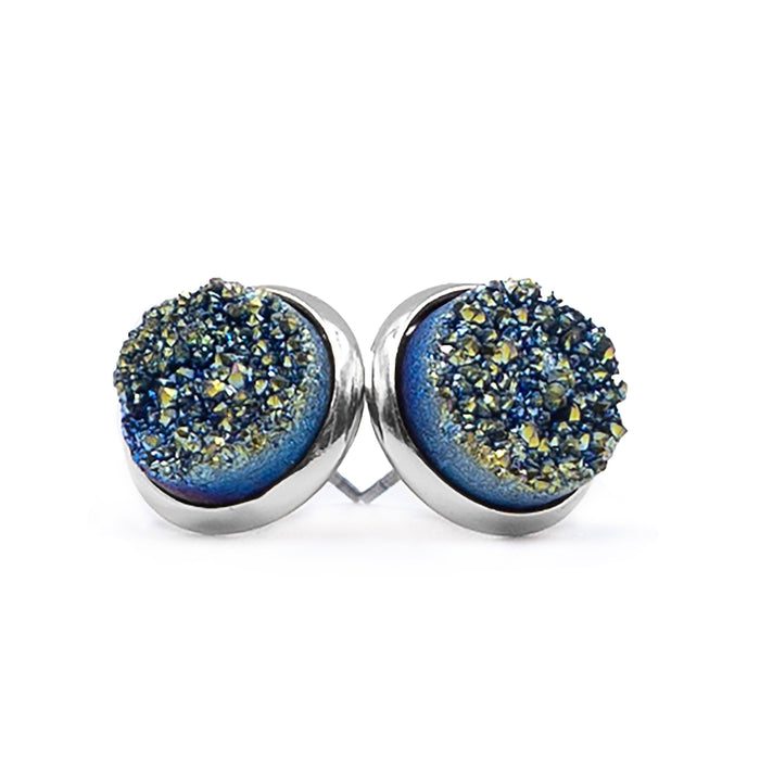 Stone Collection - Silver Venus Cosmic Quartz Stud Earrings