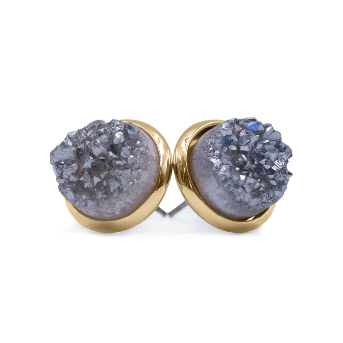 Stone Collection - Stormy Quartz Stud Earrings
