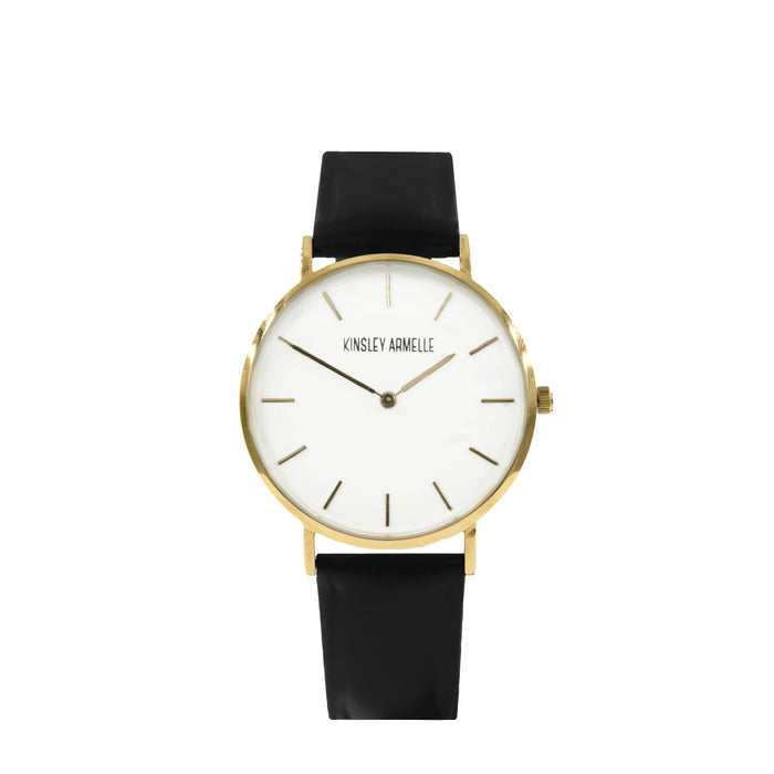 Tempus Collection - Gold Ashen Black Leather Watch (Wholesale)