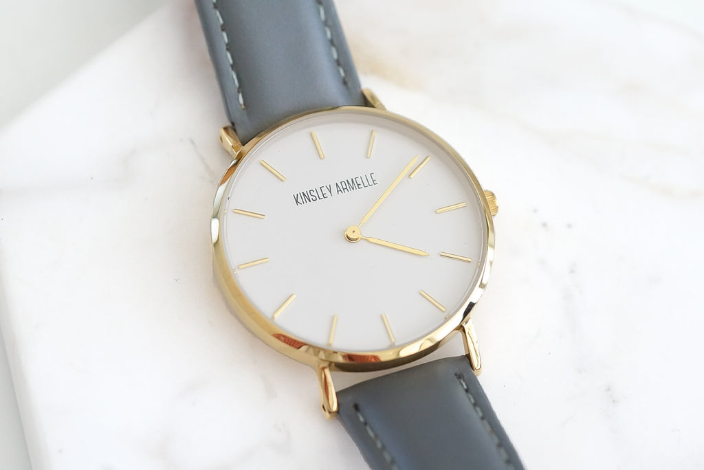 Tempus Collection - Gold Ashen Gray Leather Watch