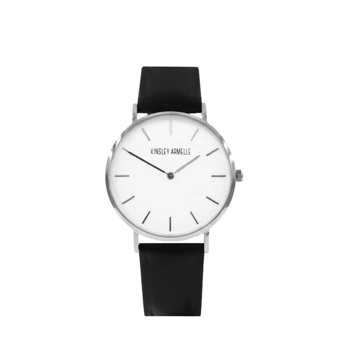 Tempus Collection - Silver Ashen Black Leather Watch