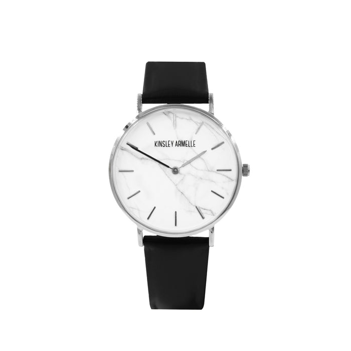 Tempus Collection - Silver Marble Black Leather Watch (Ambassador)