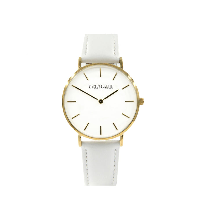 Tempus Collection - Gold Ashen White Leather Watch