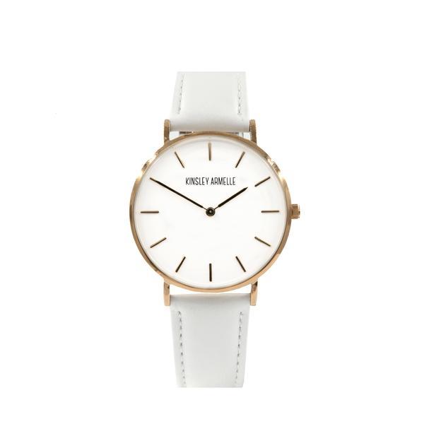 Tempus Collection - Rose Gold Ashen White Leather Watch (Wholesale)