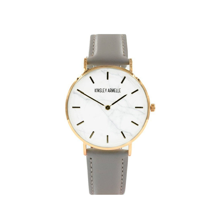 Tempus Collection - Rose Gold Marble Taupe Leather Watch