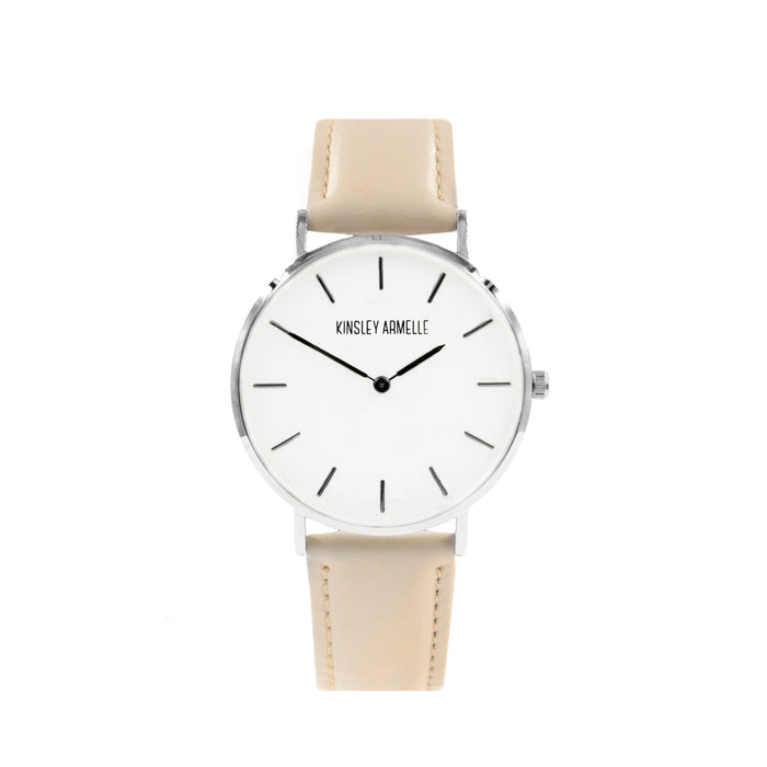 Tempus Collection - Silver Ashen Tan Leather Watch