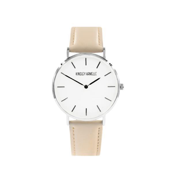 Tempus Collection - Silver Ashen Tan Leather Watch (Wholesale)