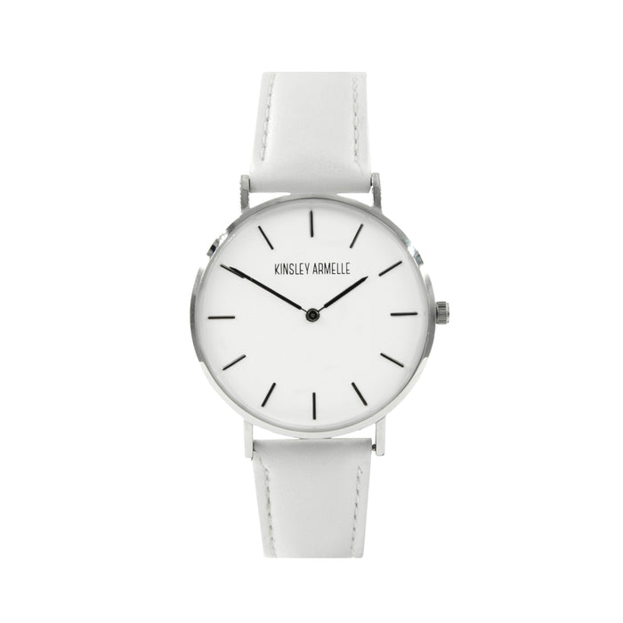 Tempus Collection - Silver Ashen White Leather Watch