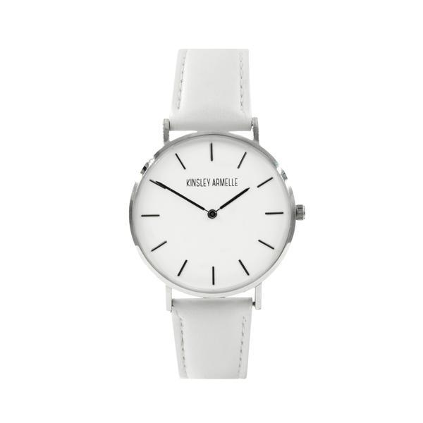 Tempus Collection - Silver Ashen White Leather Watch (Wholesale)