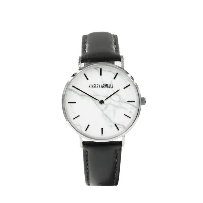 Tempus Collection - Silver Marble Gray Leather Watch