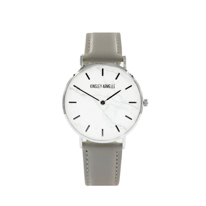 Tempus Collection - Silver Marble Taupe Leather Watch