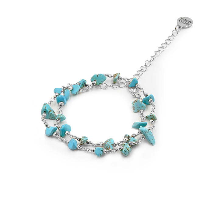 Luiza Collection - Silver Turquoise Wrap Bracelet (Wholesale)