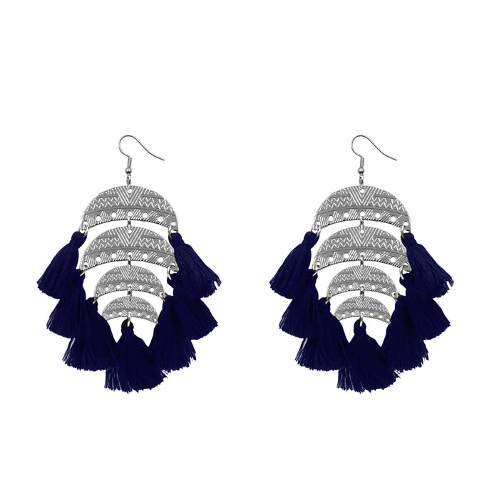 Ximena Collection - Silver Navy Earrings (Wholesale)